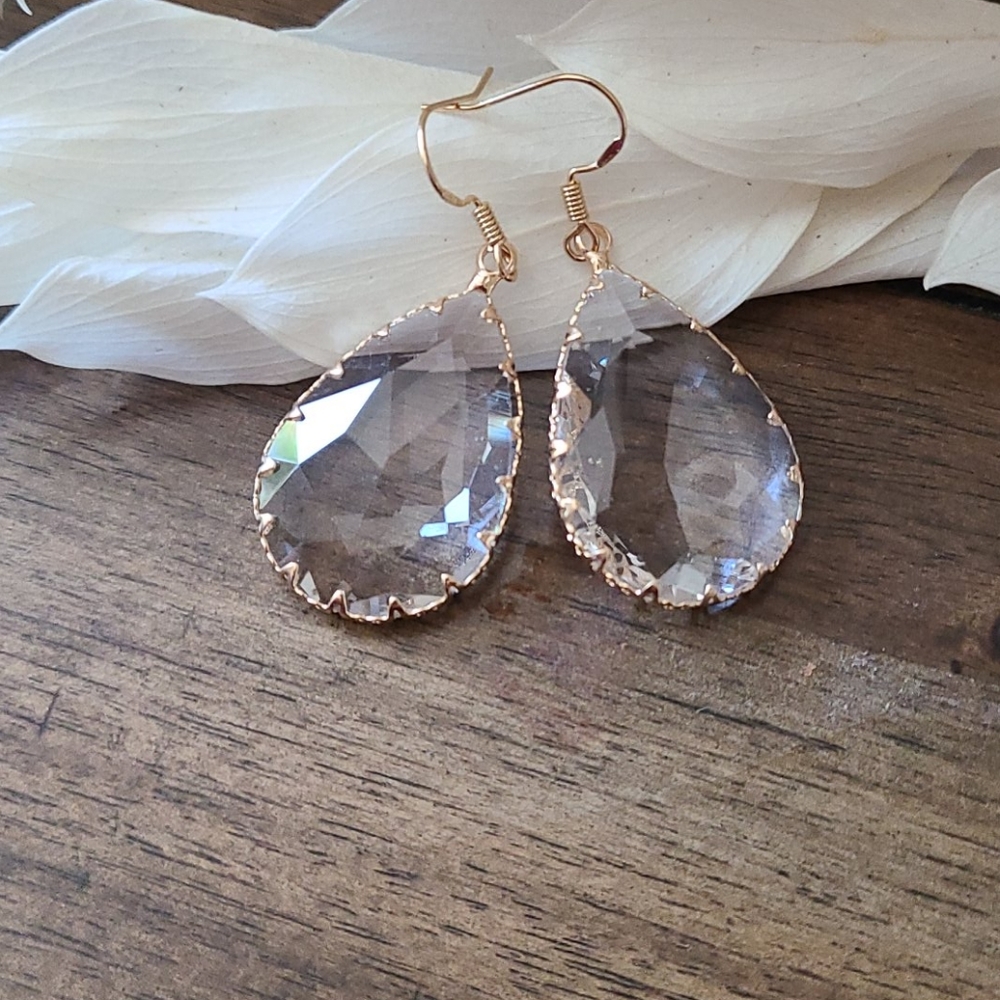 Bhldn clear crystal tear drop earrings